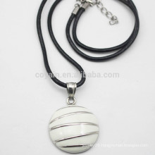 Semicircle Metal Enamel Pendant Necklace With Pu Leather Cord